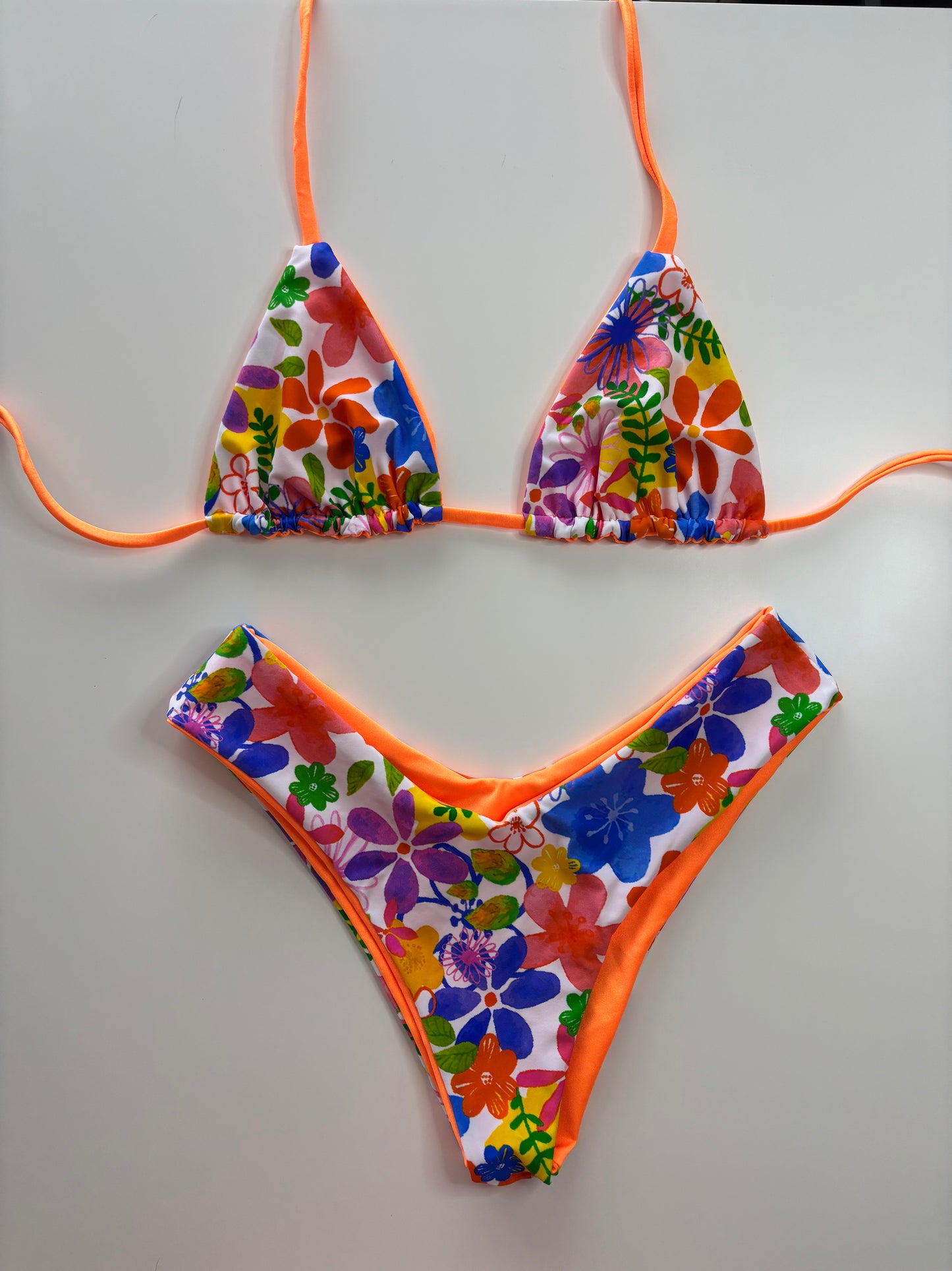 Neon orange / Bright florals