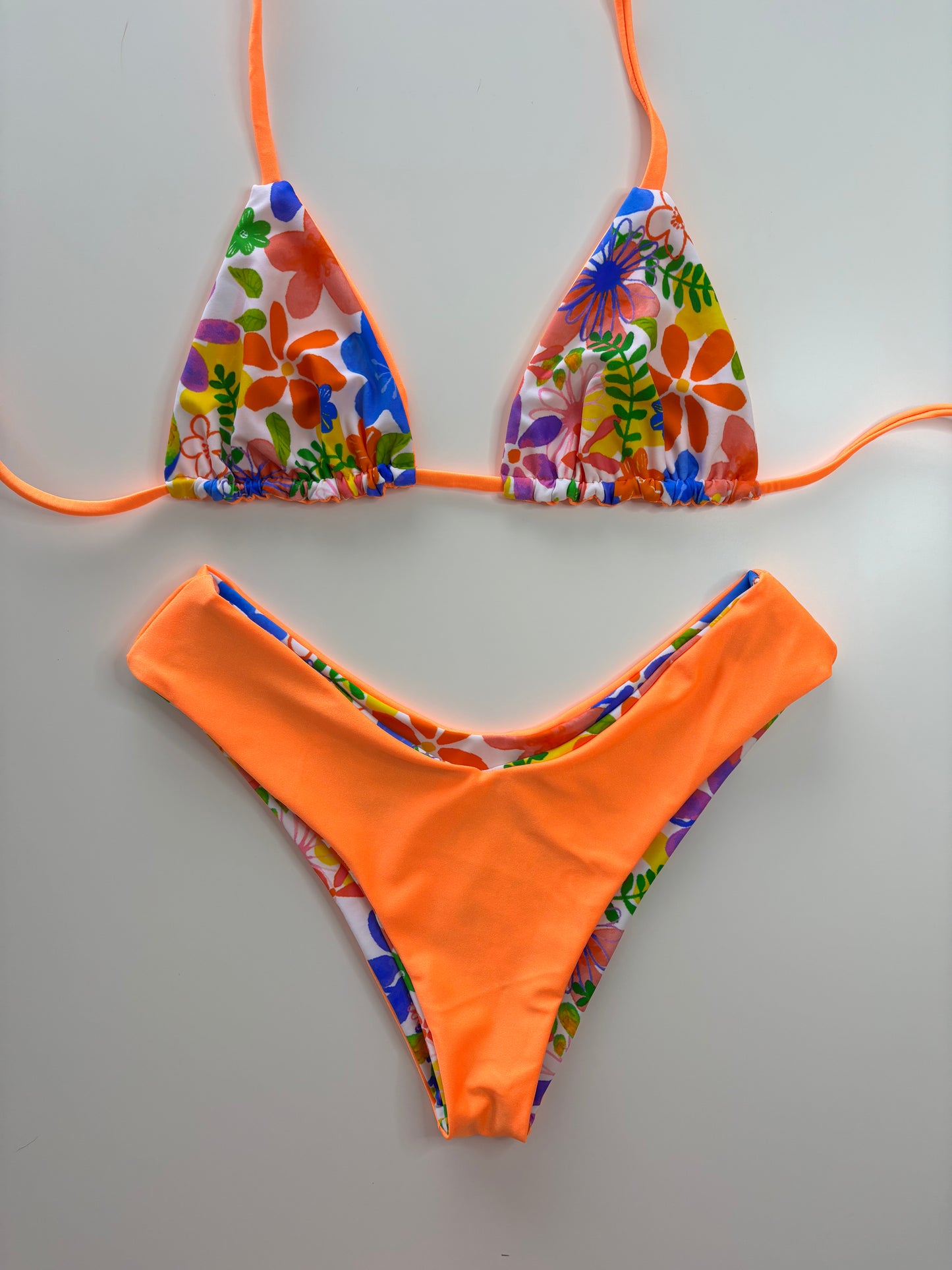 Neon orange / Bright florals