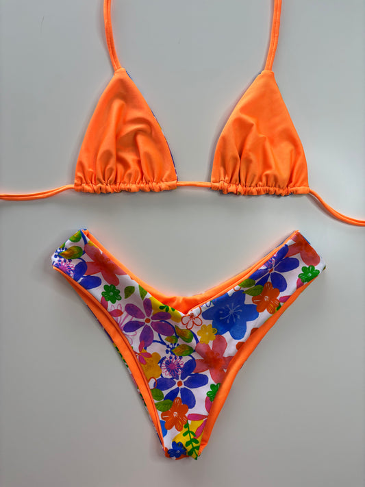 Neon orange / Bright florals